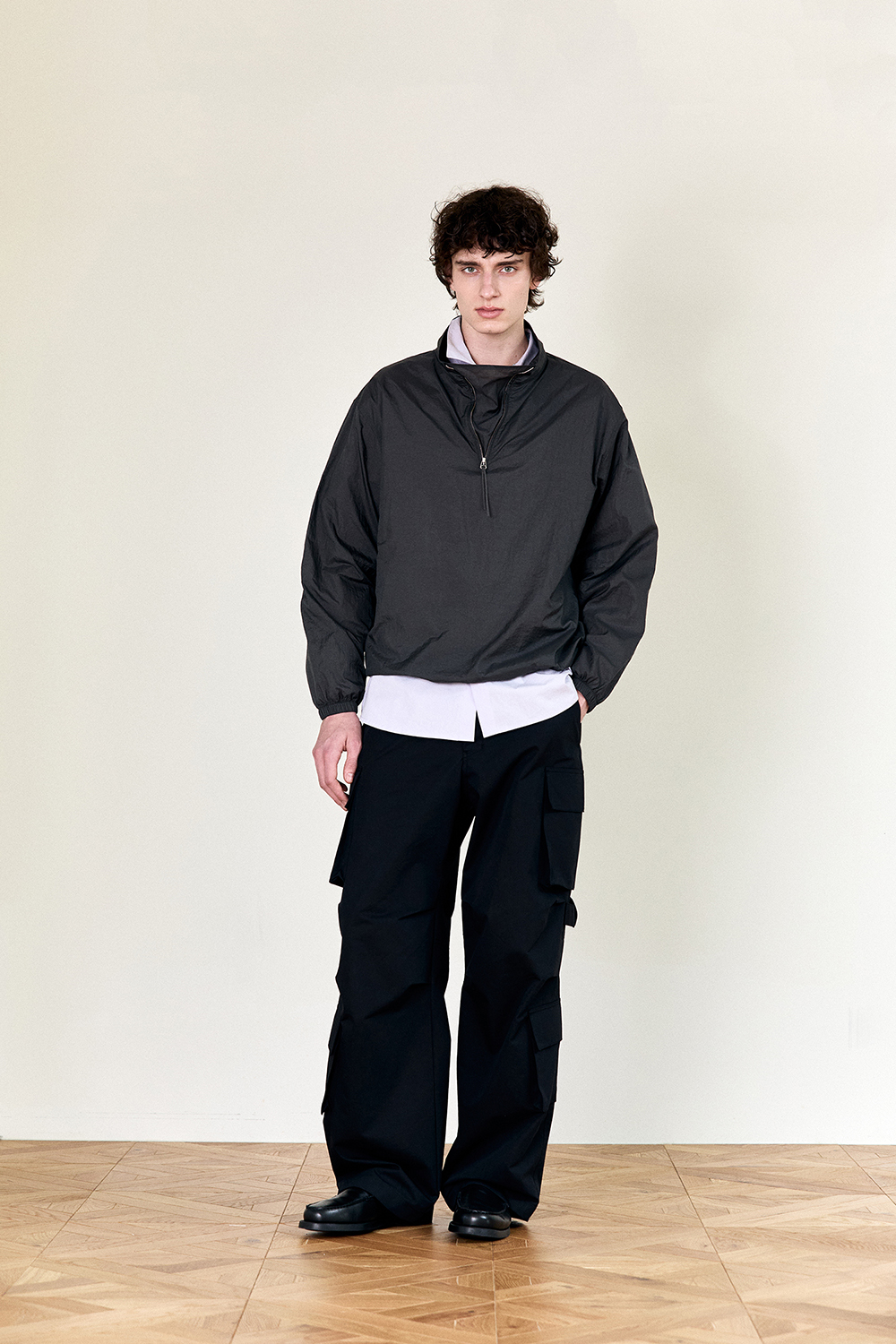 【NONCODE】Jerryn Shirring Half Zip-up CODE-ZERO Half-Zip Sweater Men Rigging Grey L | CODE-ZERO
